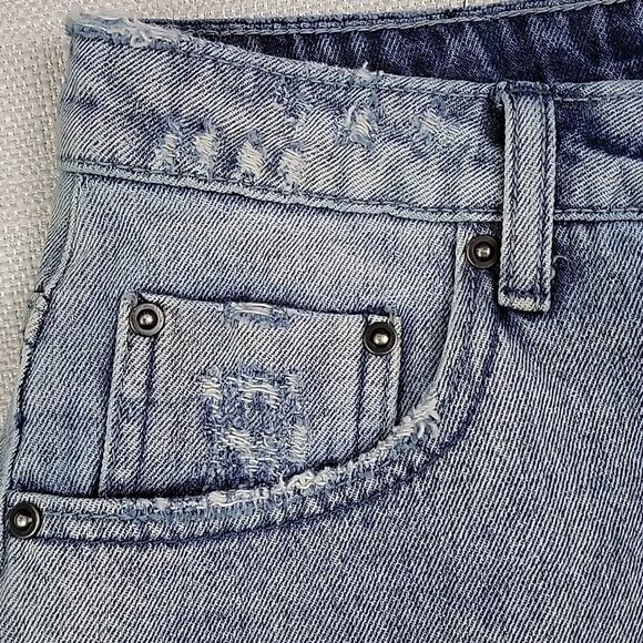 One X One Teaspoon Acid Washed Destroyed Denim Jean Mini Skirt 28 - Picture 5 of 11